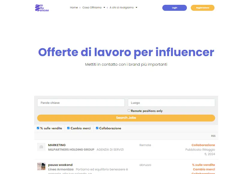 Offerte di lavoro influencer